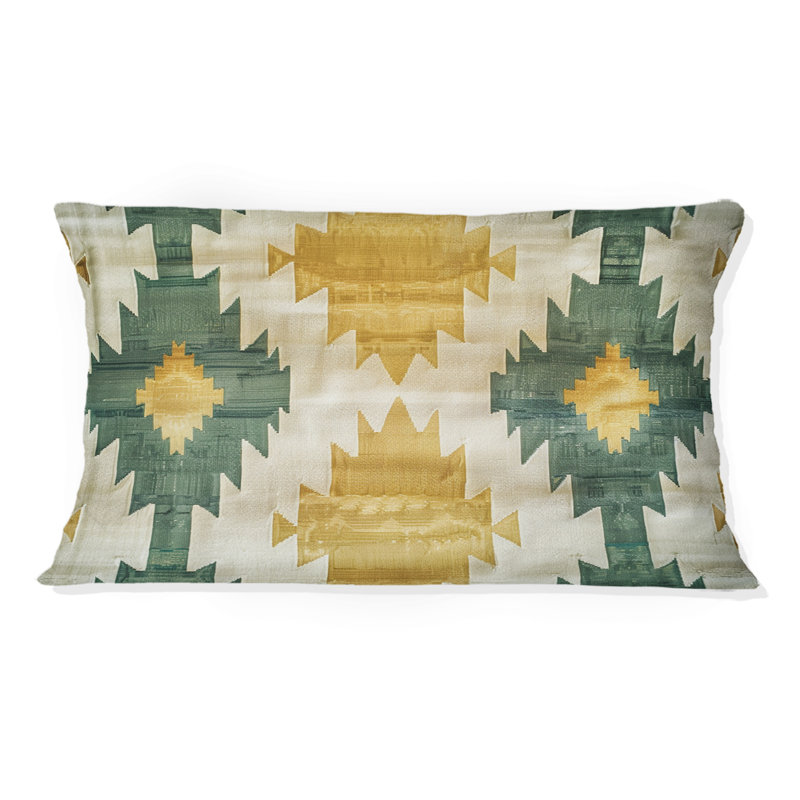 Coussin lombaire rétro jaune géométrique Navajo III