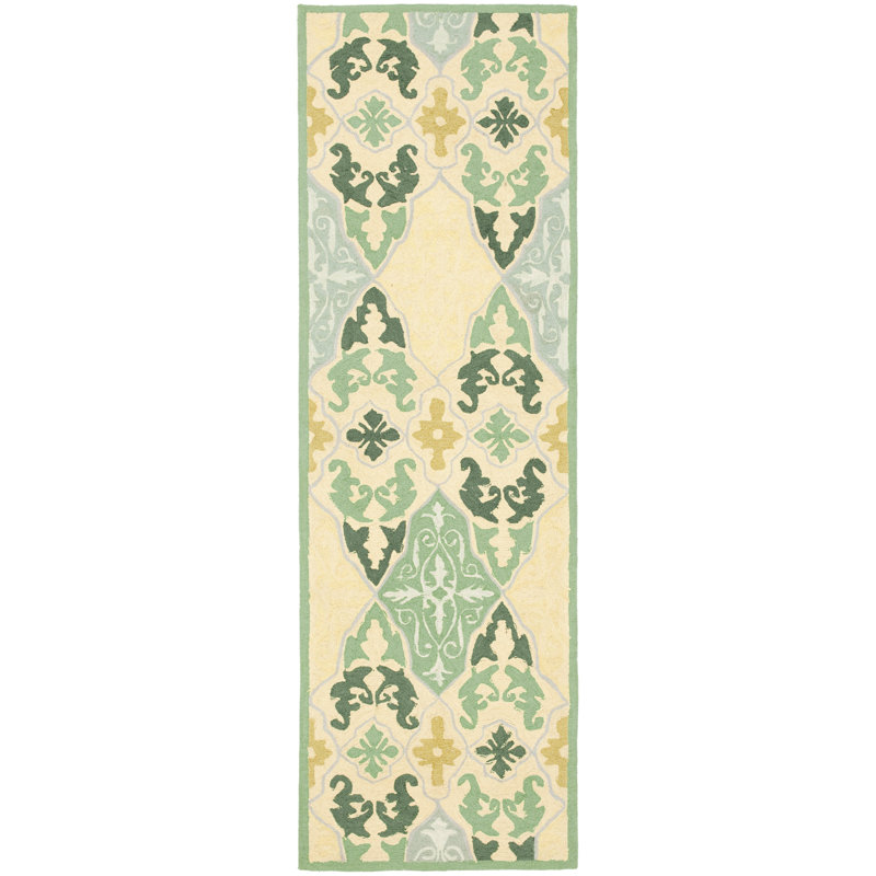 Helena Hand-Hooked Wool Ivory Area Rug, Runner 2'6" x 8'