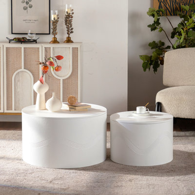 Ensemble de 2 tables basses rondes avec rangement caché