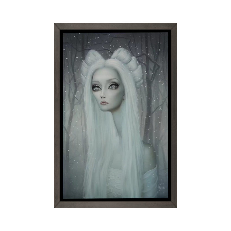 Angela par Inconnu - reproduction d'art, H 60 po x l 40po x P 1,5 po, Toile avec cadre gris foncé rustique