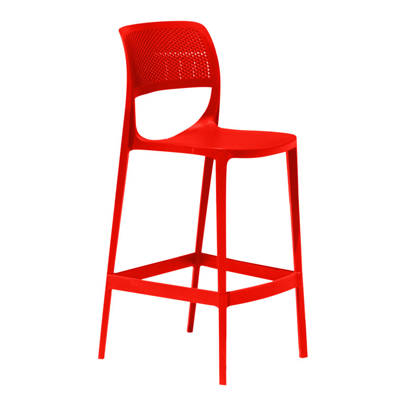 Tabouret de bar d'extérieur empilable 29,5 po Mila, Rouge