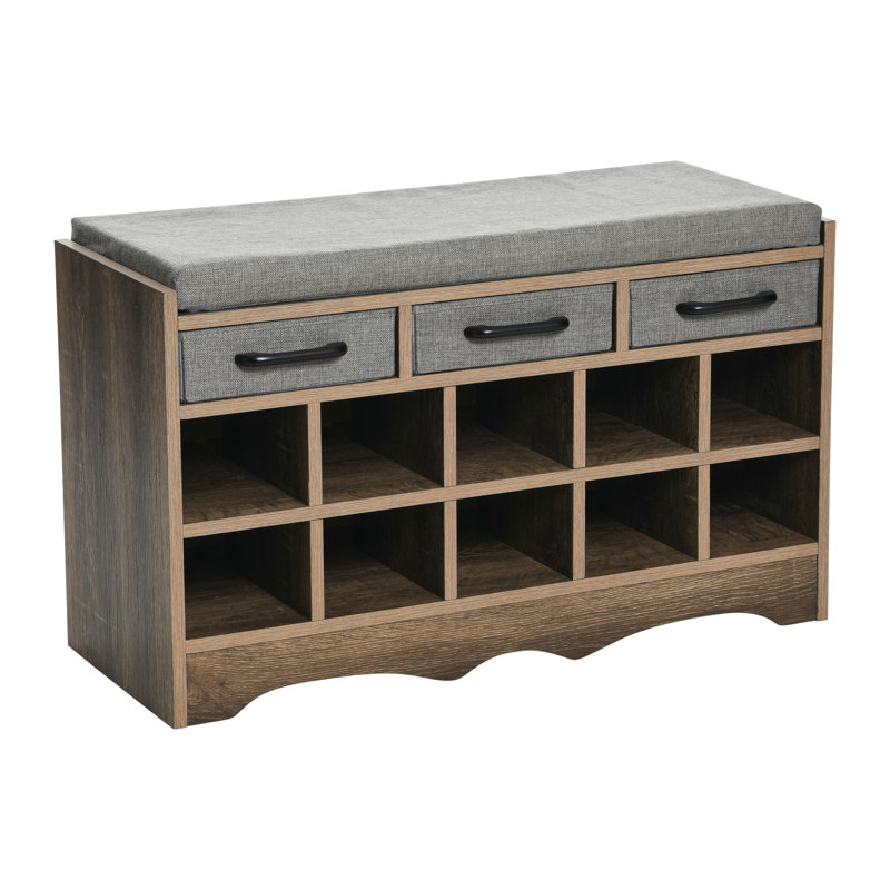 10 Pocket Shoe Bench Ashwood, Ashwood