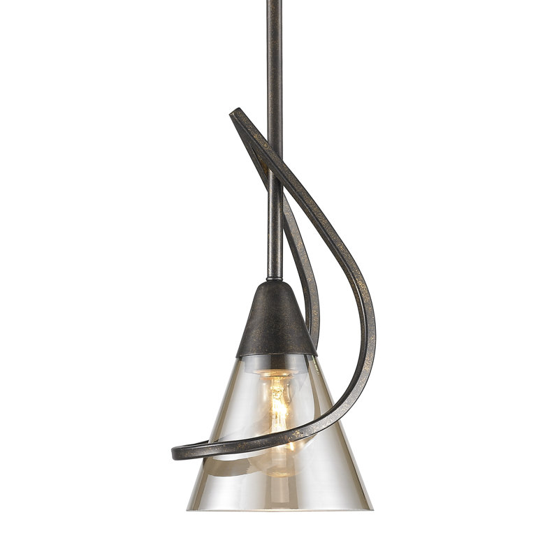Luminaire suspendu conique à 1 lumière Lueseal, Sienne brûlée