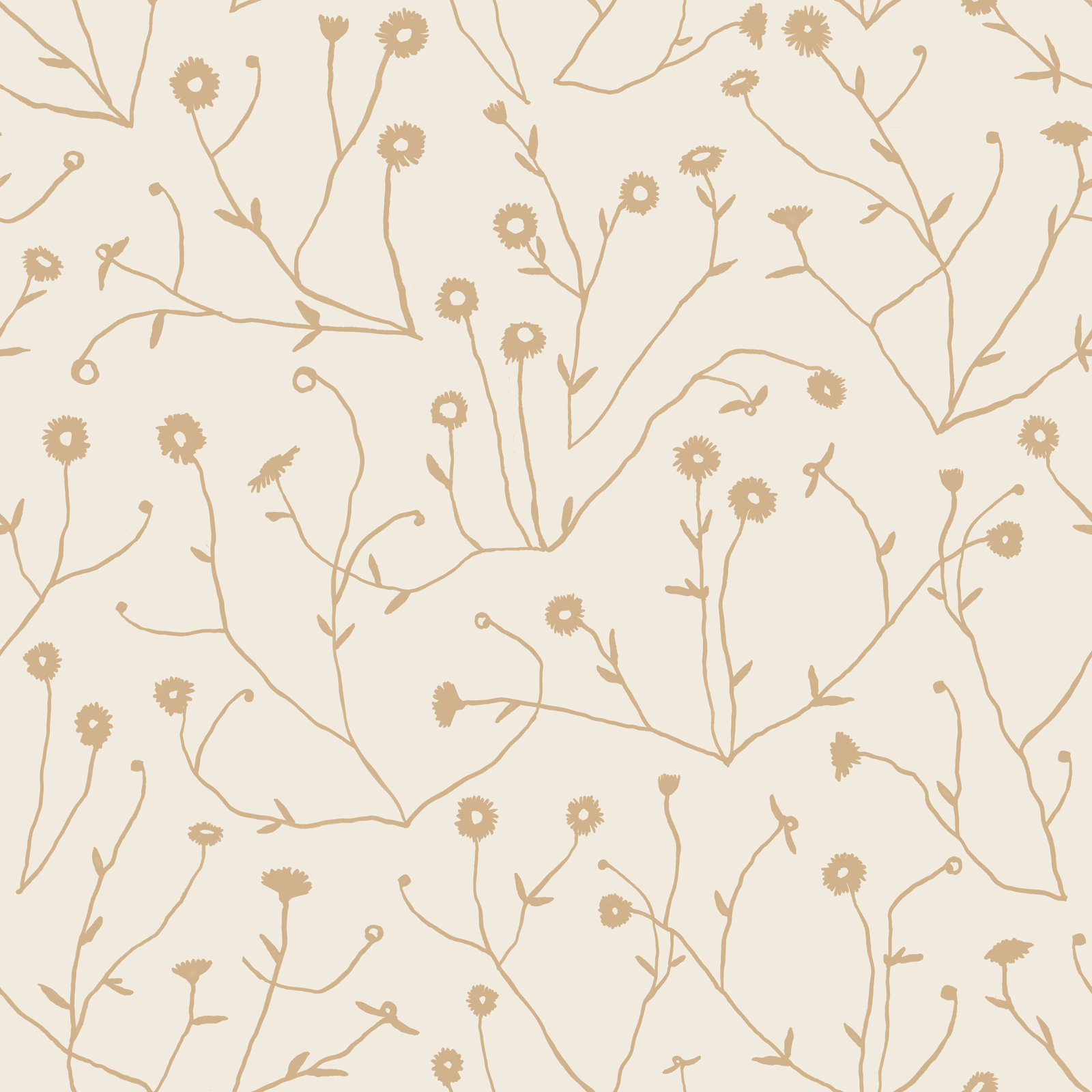 Keyes Floral Wallpaper, Cream/Orange