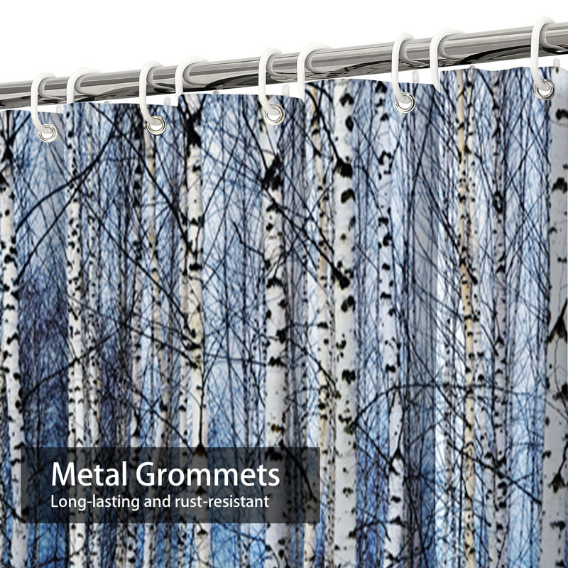 Rideau de douche d'automne avec 12 crochets Autumn Birch Grove Forest, L 72 po x l 72 po