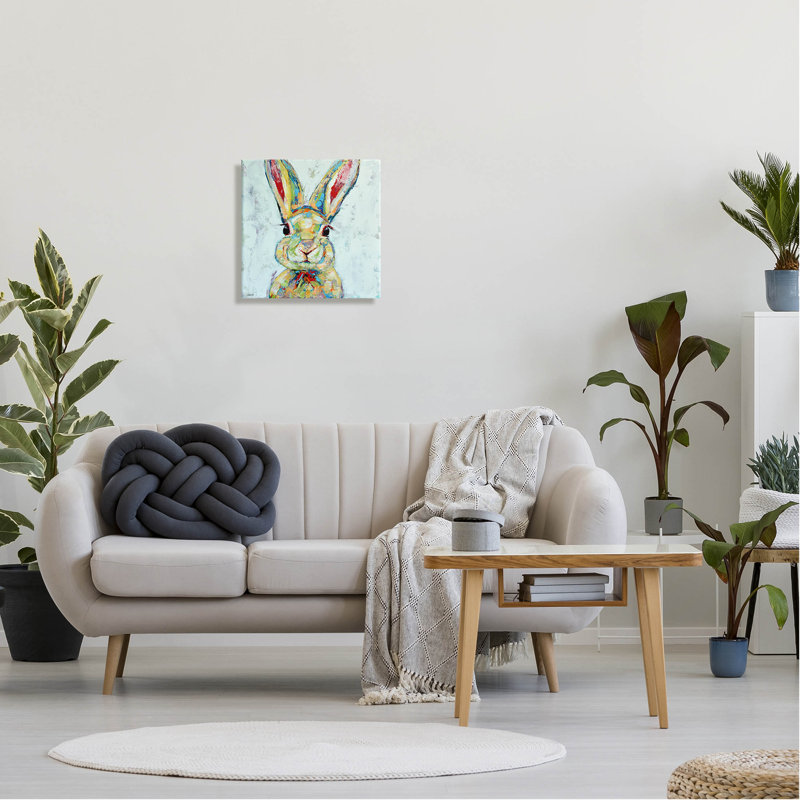 «Bunny Wildlife Modern Portrait» par Jen Seeley, H 17 po x l 17 po x P 1,5 po