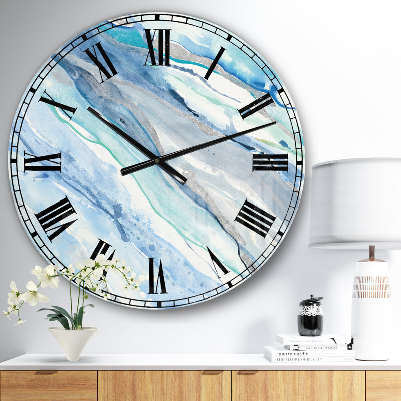 Azral Blue Silver Spring II - horloge murale moderne, Petit