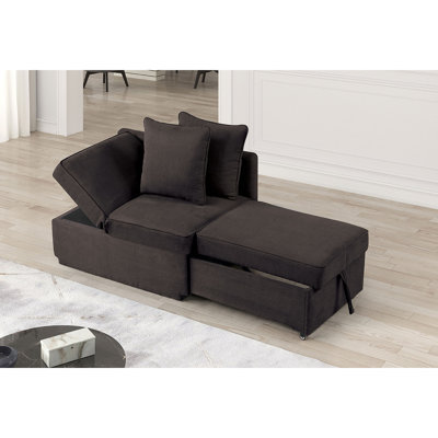 Fauteuil convertible 1 pièce en tissu de style contemporain avec rangement fonctionnel et coussins de salon