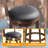 24" Swivel Stools Set Of 2, Black Faux Leather Upholstered Seat & Solid Wood Footrest, Stool For Kitchen Island & Pub-393817797