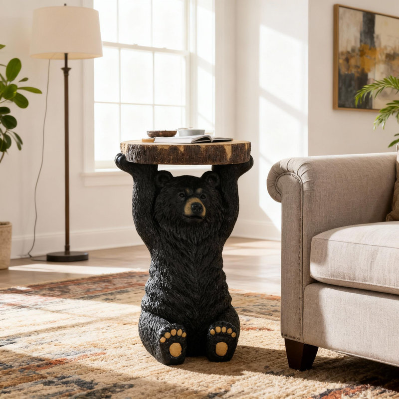 Table d'appoint en forme d'ours, composite MGO résistant aux intempéries