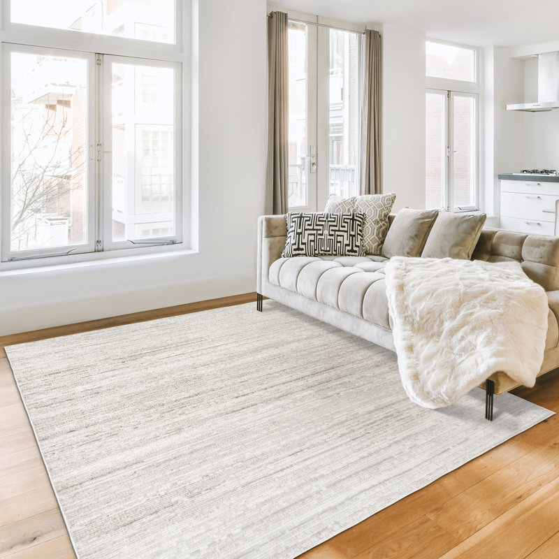 Tapis d'intérieur en polyester à rayures Miesner Dario, Rectangle 7 pi 1 po x 10 pi