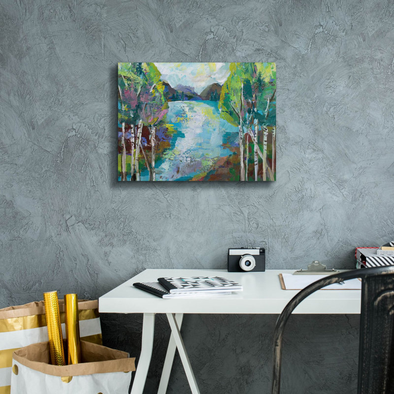 «Birch Pond» par Jeanette Vertentes, art mural sur toile, H 12 po x l 16 po x P 0,75 po