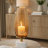 Fem Hurricane Candle Holder, White Marble Base, 17 Inch Gold Glass