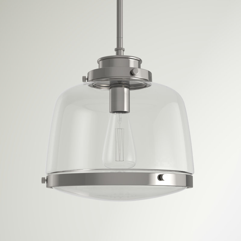 Luminaire suspendu simple à 1 lumière Lupe, Nickel poli
