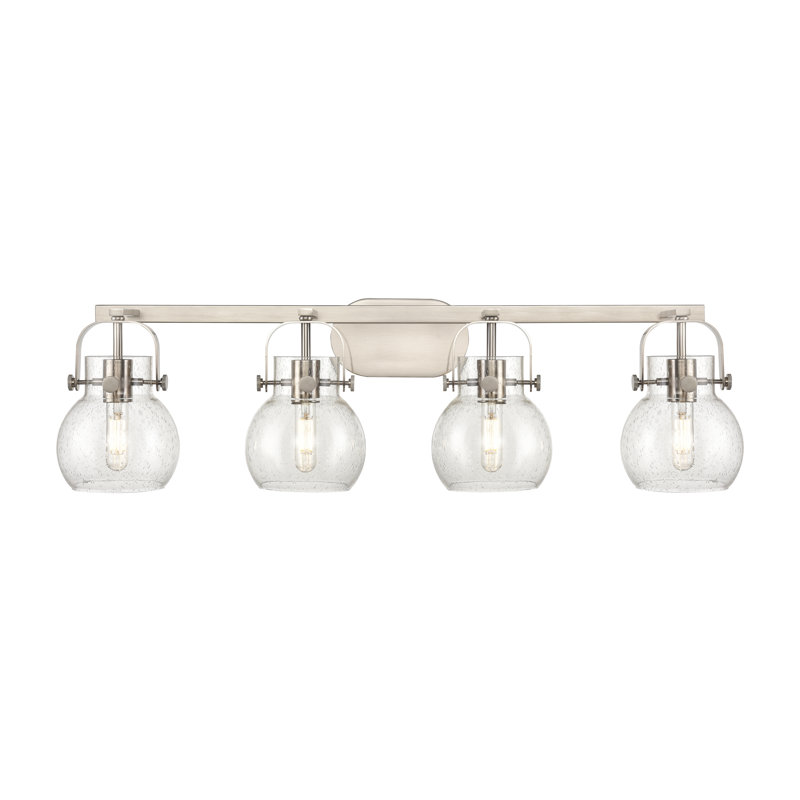 Éclairage pour meuble-lavabo mural 6 po Shueyville, Bullé, Nickel satiné, Quatre lumières