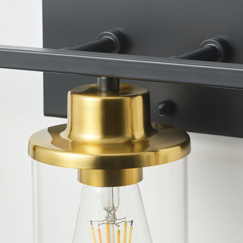 Quitterie 3-Lights Dimmable Bathroom Vanity Light Wall Sconce Light Fixtures, Black/Gold
