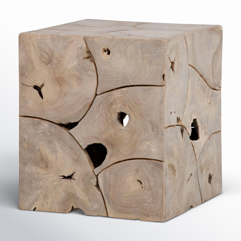 Solmar Solid Wood End Table, Bleached Teak