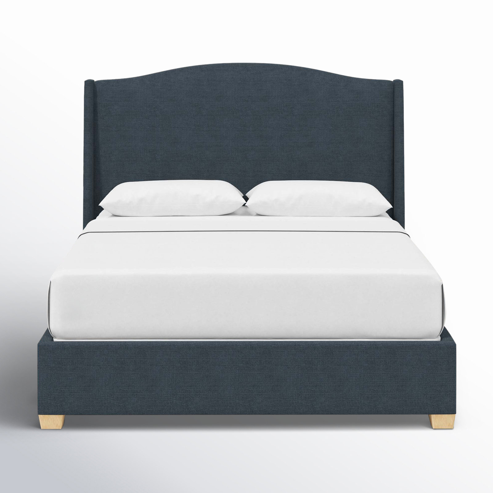 Allis Upholstered Wingback Bed, Full, Classic Navy Linen