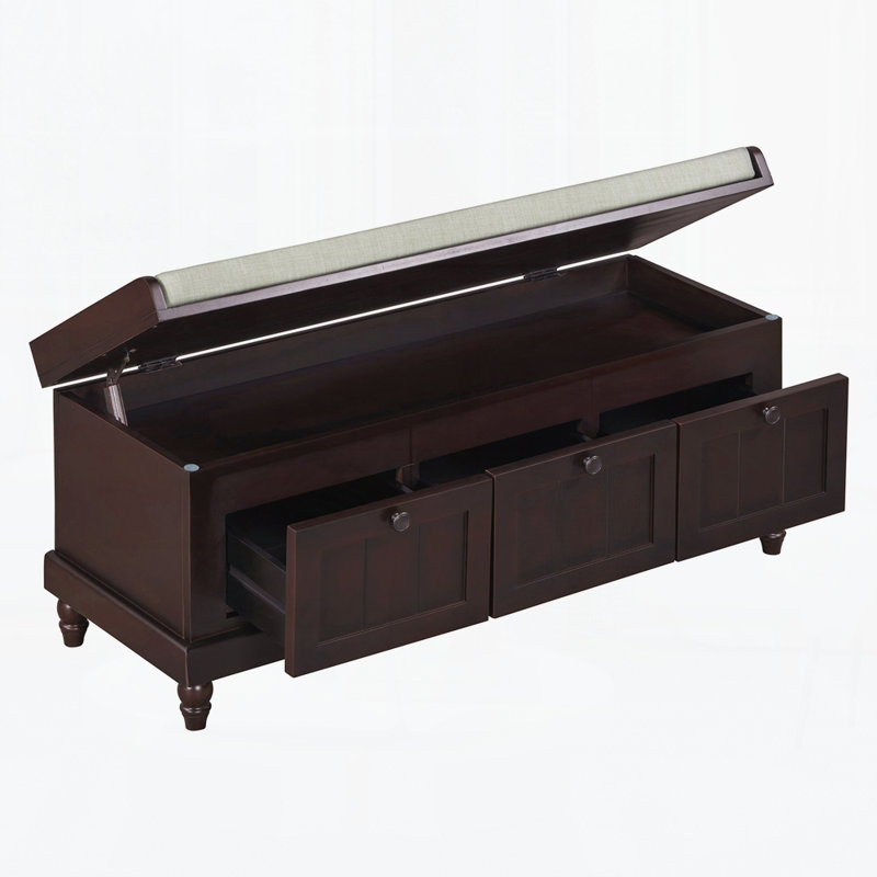 Banc de rangement rembourré 3 tiroirs Classic, Espresso