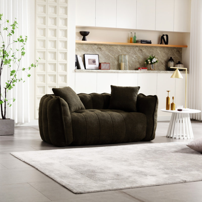  Causeuse capitonnée Bean Bag, Chenille vert olive