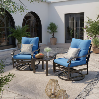 Luxury Antique Gold Metal Outdoor Conversation Set, Deep Seating Patio Furniture with 2 360° Swivel Rocking Chairs, All-Weather Backyard Porch Deck Furniture