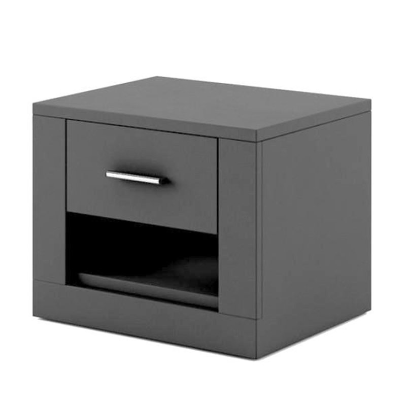 Dashal 50cm W Solid + Manufactured Wood Bedside Table, Black Matt