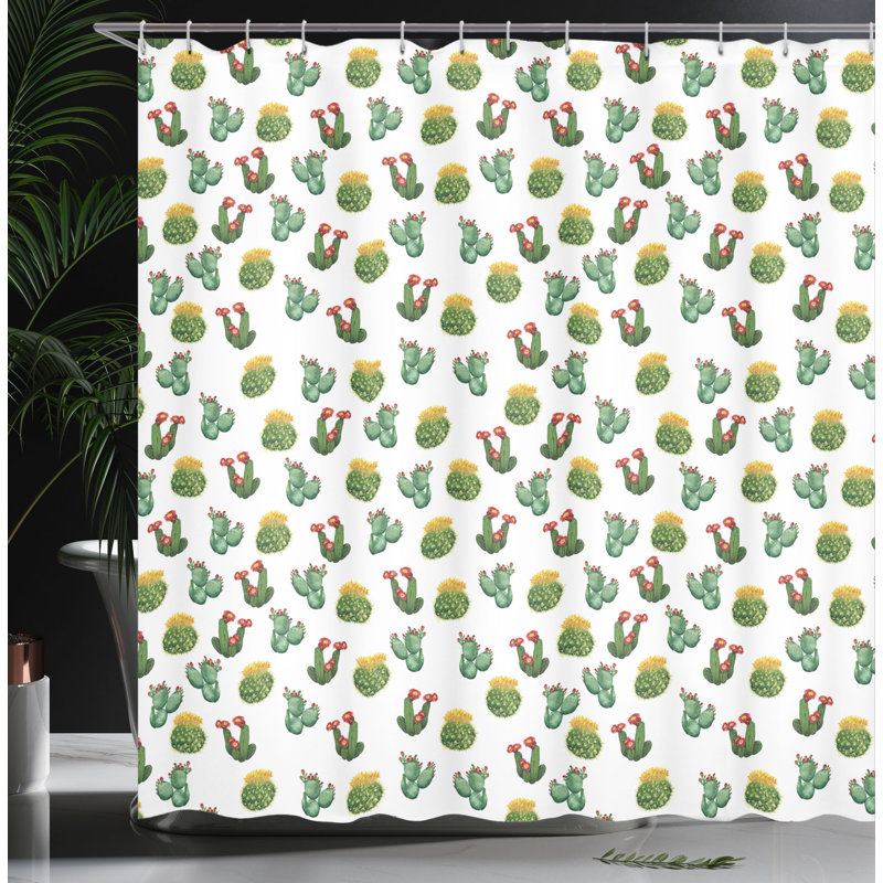 Rideau de douche et suculent à imprimé cactus + Courtlyn, l 69 po x L 75 po