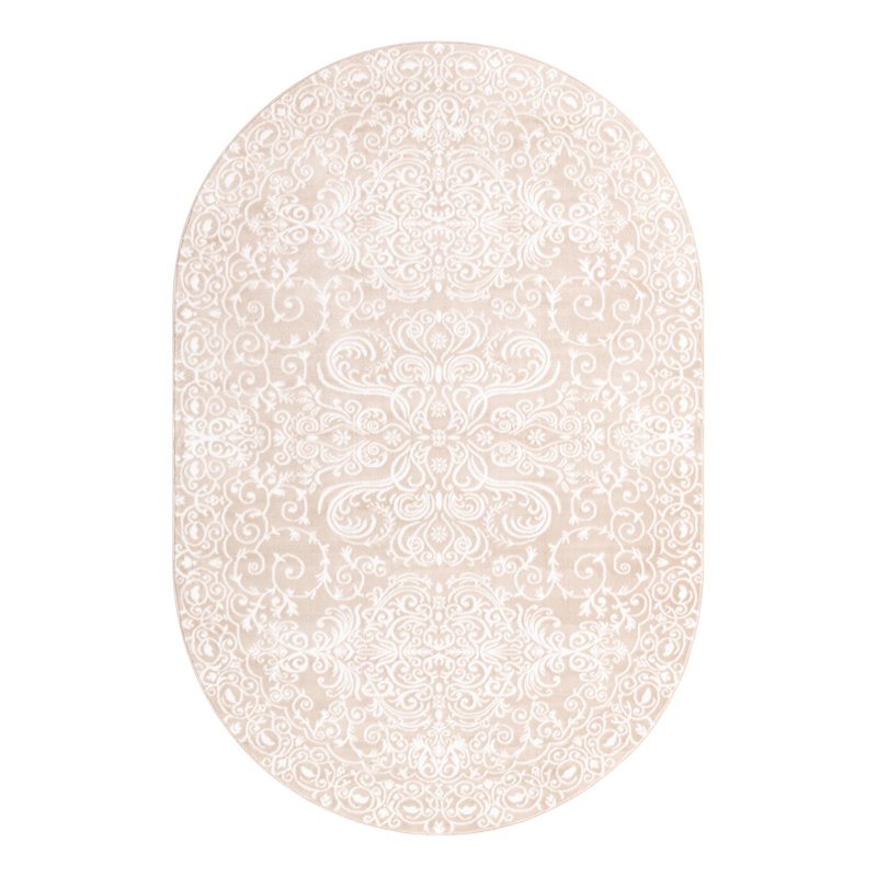 Tapis beige à motif oriental Anah, Oval 6 pi x 9 pi