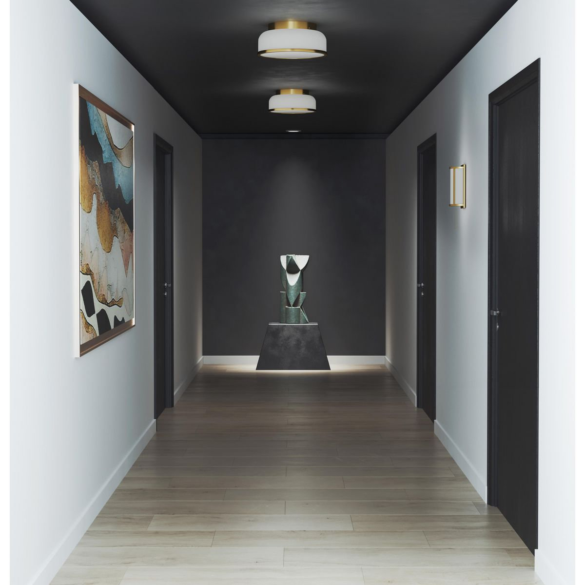 2 Light Glass Dimmable Flush Mounted Sconce, Brushed Bronze