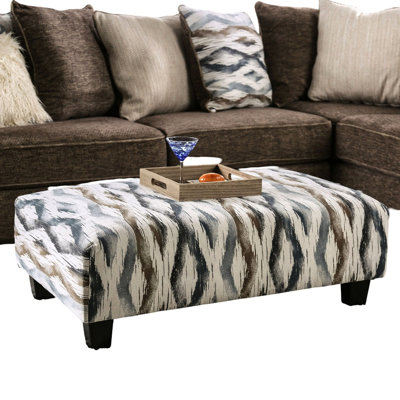 Contemporary Style Multi - Color Design Printed Soft Microfiber Upholstered With Tapered Solid Wood Block Feet, 43 Inches Package Depth, 42 Long Long, 17 High