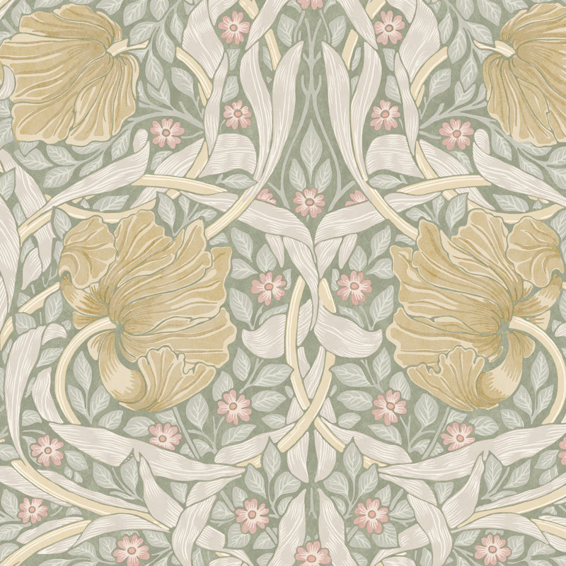 William Morris Pimpernel Ocean Wallpaper, Green