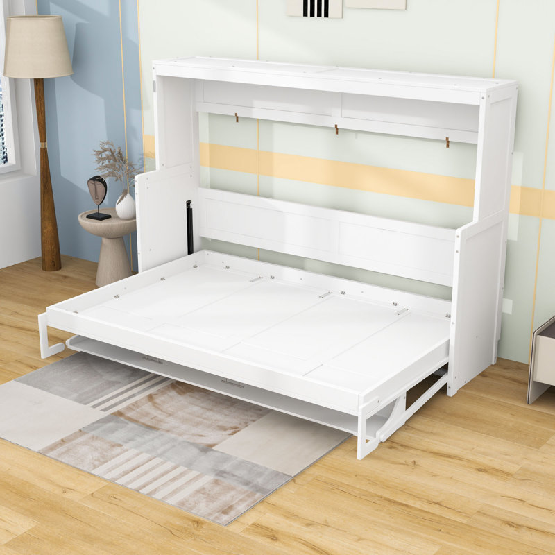 Mihoko Murphy Bed Cabinet with Display Shelf, Full, White