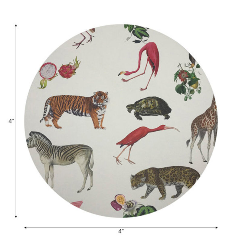 Sous-verres ronds en cuir végétalien naturel Exotix, Naturel