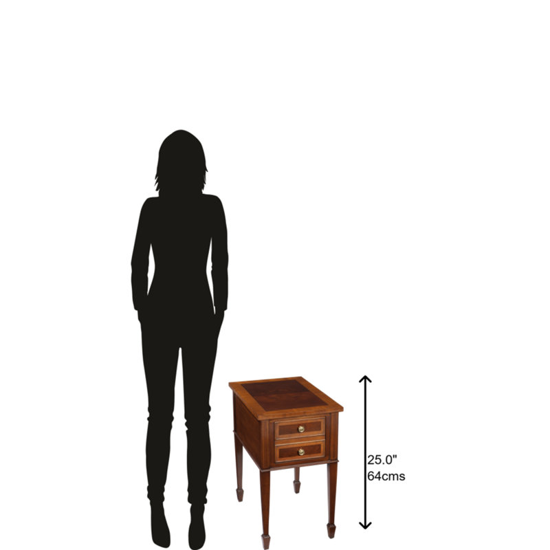 Mahogany Brown Rectangular Chairside Table with Storage