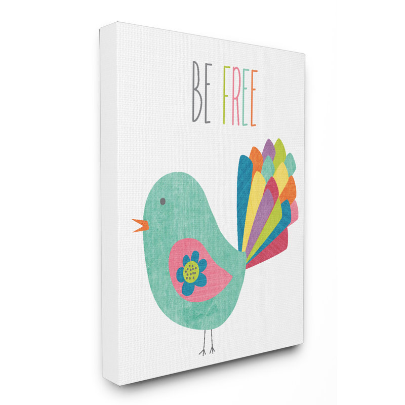 Être oiseau coloré gratuit, H 20 po x l 16 po x P 1,5 po, Toile tendue