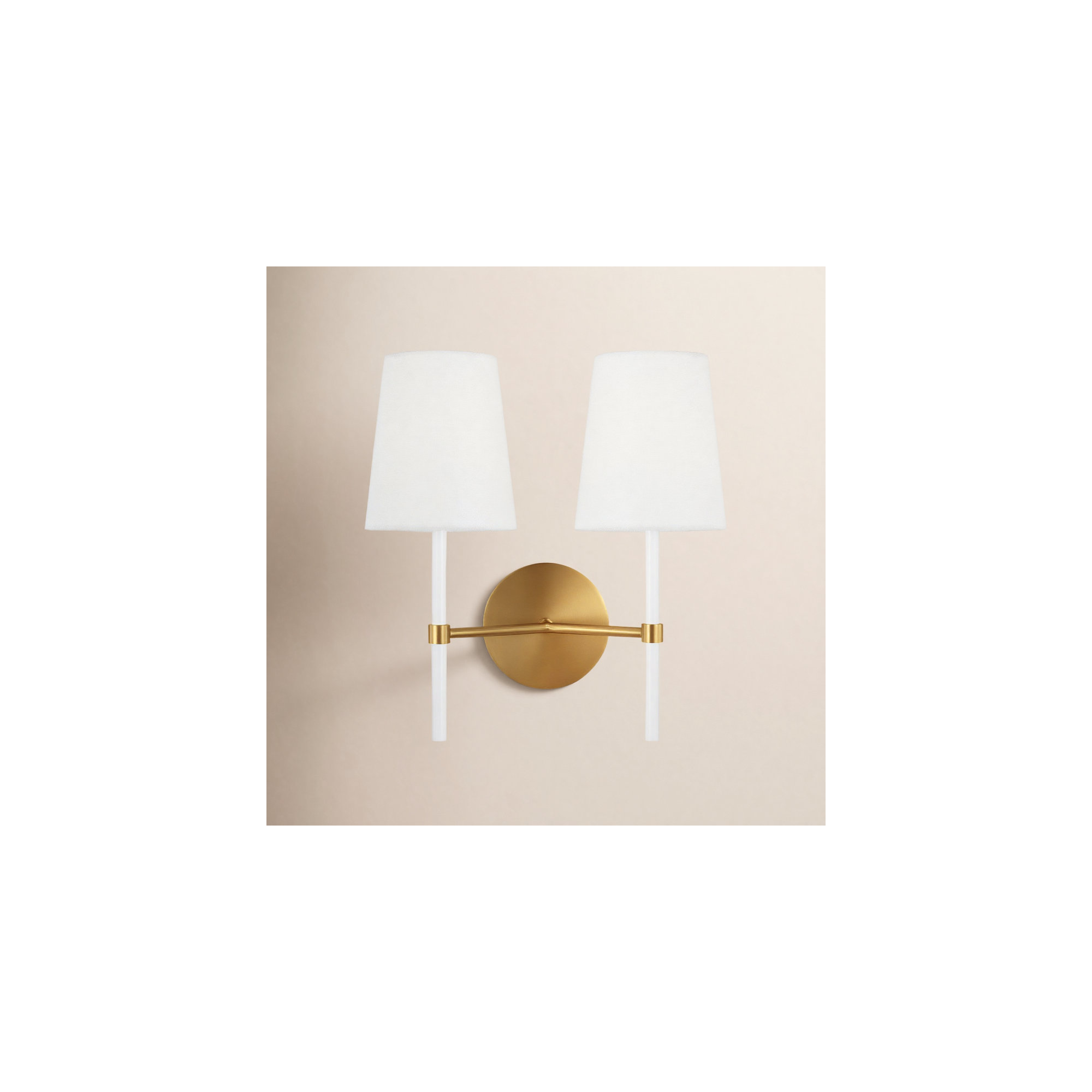 Tegan 2 Light Steel Dimmable Armed Sconce, Burnished Brass