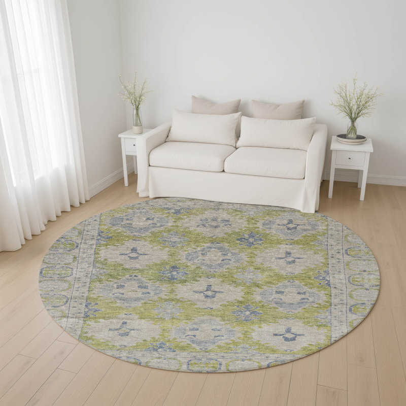 Premium Machine Washable Lubbers AMF1760 Border Rug, Round 8'