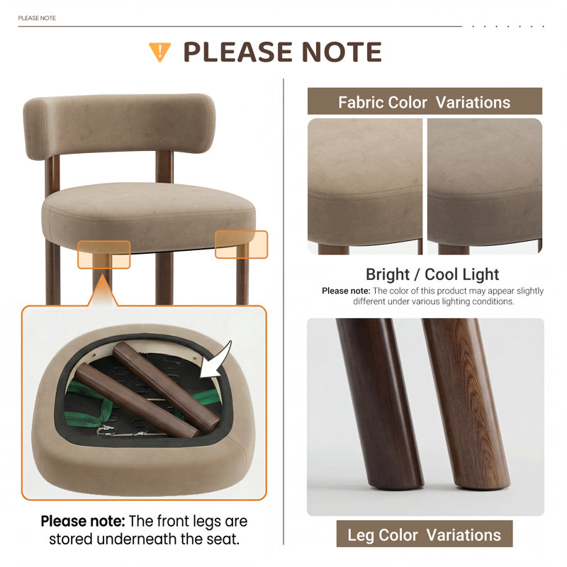 48.5cm H Upholstered Upholstered Back Side Chair, Khaki Velvet