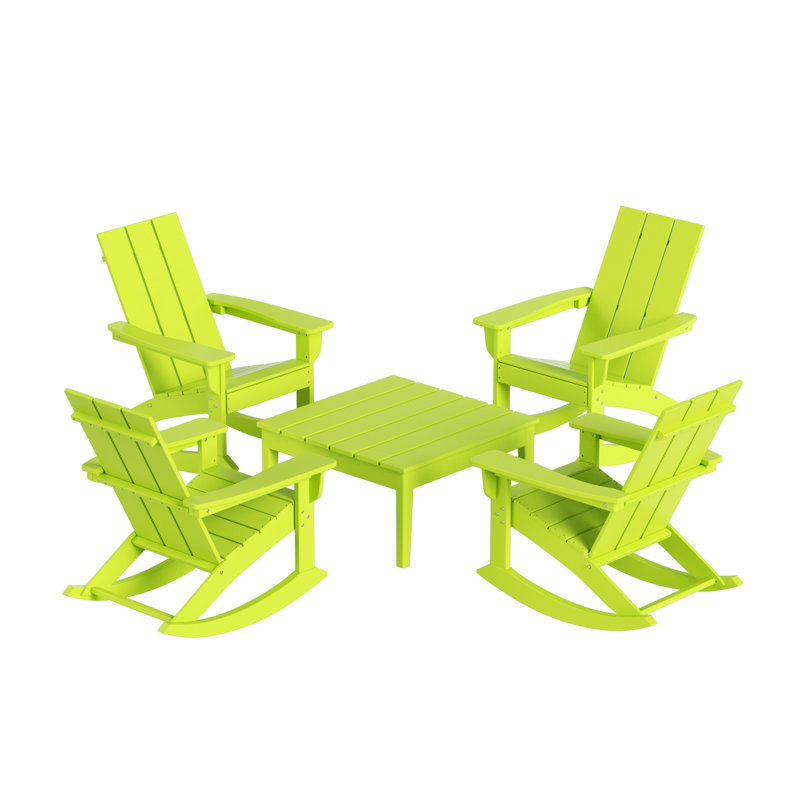 Joubert Outdoor Adirondack Chair With Table, Lime