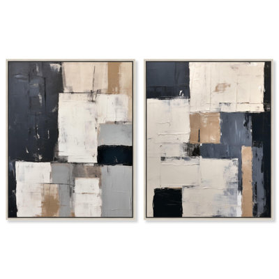 Charcoal Set Canvas Set of 2 Elegant Modern Art by Art Remedy