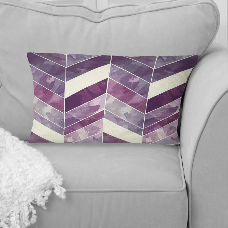 Coussin lombaire traditionnel à chevrons mauve et beige II