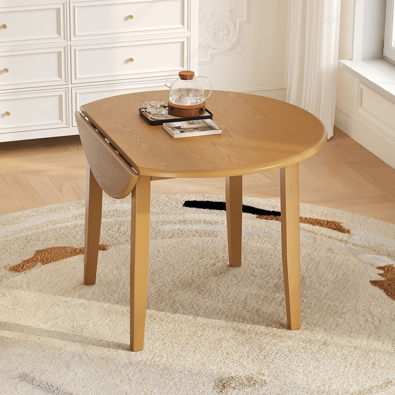 Table de salle à manger extensible ronde pour 2 à 4 personnes, table de salle à manger pliante en bois avec taille réglable, conception peu encombrante pour les petits appartements et les salles à manger - Brun clair
