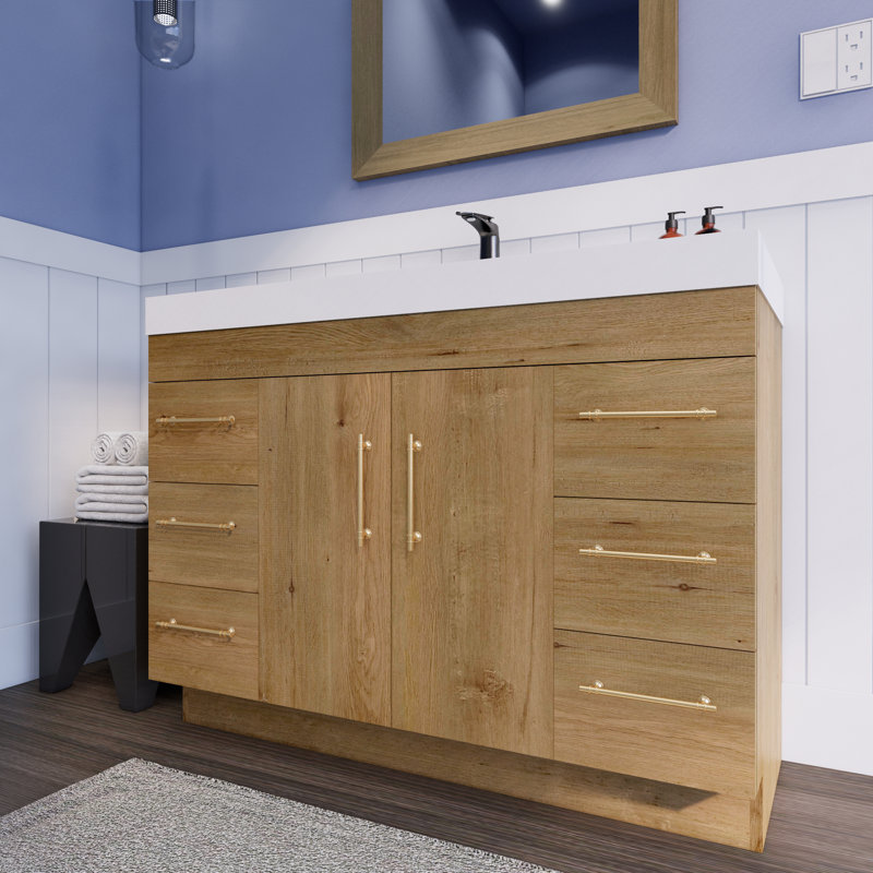 Ensemble de meuble-lavabo simple 48 po Spring, Chêne et teck