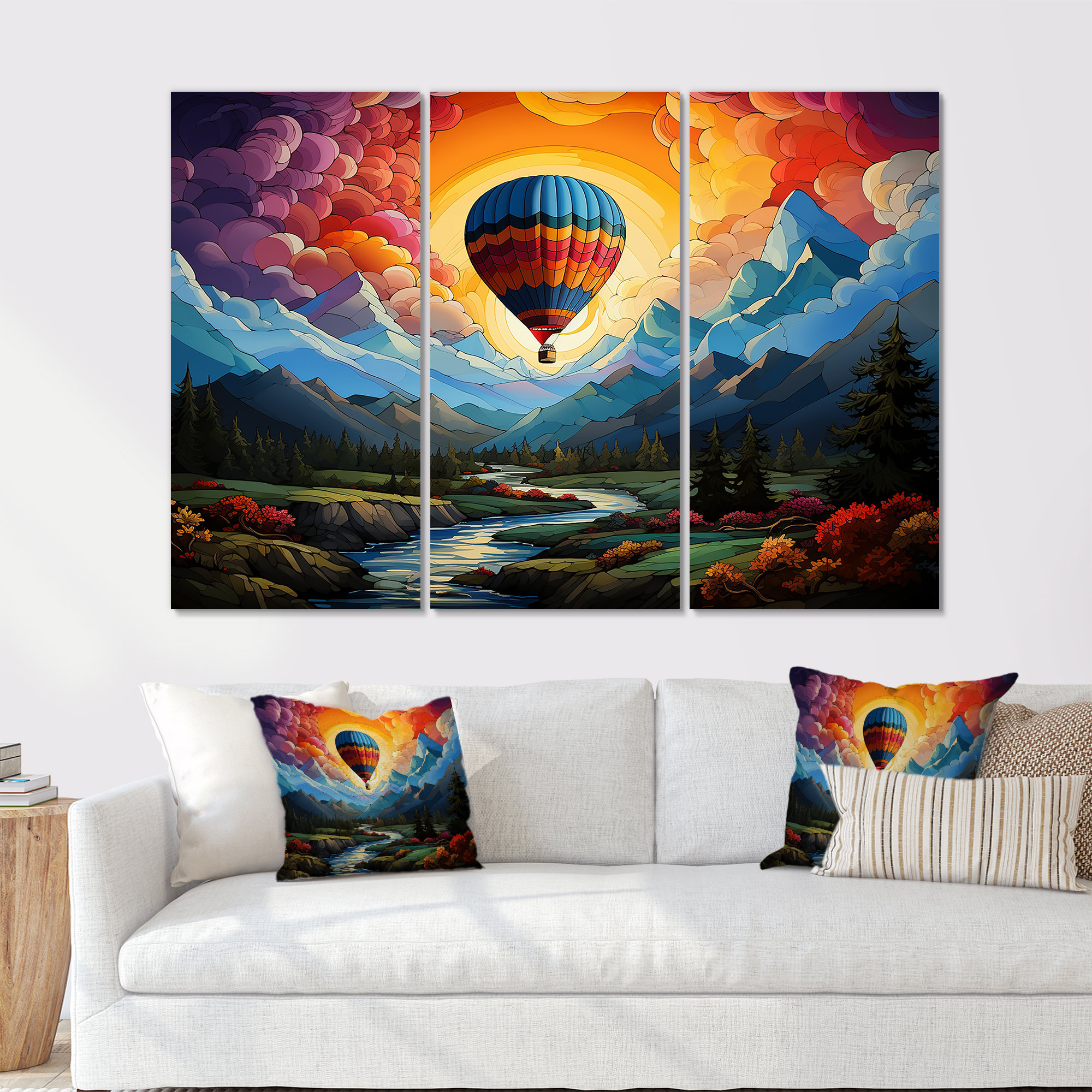 Lark Manor™ Pop Art Hot Air Balloons Aerial Views I - Hot Air Balloon