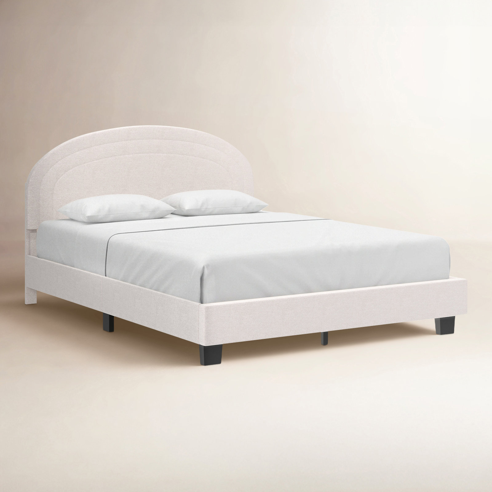Aurey Upholstered Platform Bed, Full, White