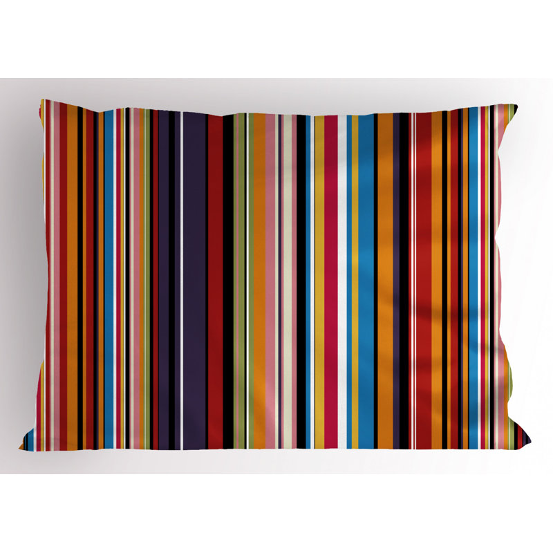 Polyester Striped Sham Set, Purple/Blue/Orange, Twin