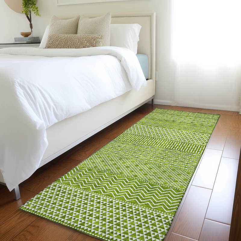 Premium Machine Washable Prisco Lime Rug, Runner 2'3" x 7'6"
