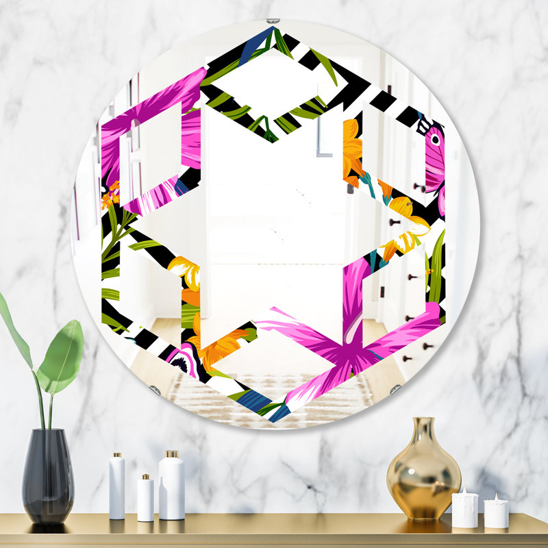 Miroir mural éclectique Foliage and Geometrics, H 23,6 po x l 23,6 po
