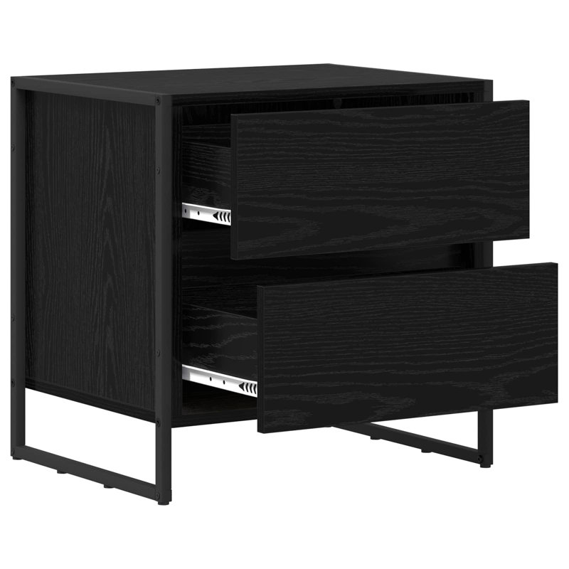 50cm W Manufactured Wood Bedside Table, Black Oak