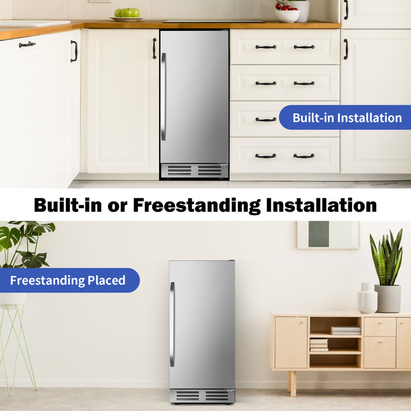 Velivi 127 Cans 3.1 Cubic Feet Built-In & Freestanding Beverage Refrigerator with Digital Control, Security Lock, and Blue LED Light